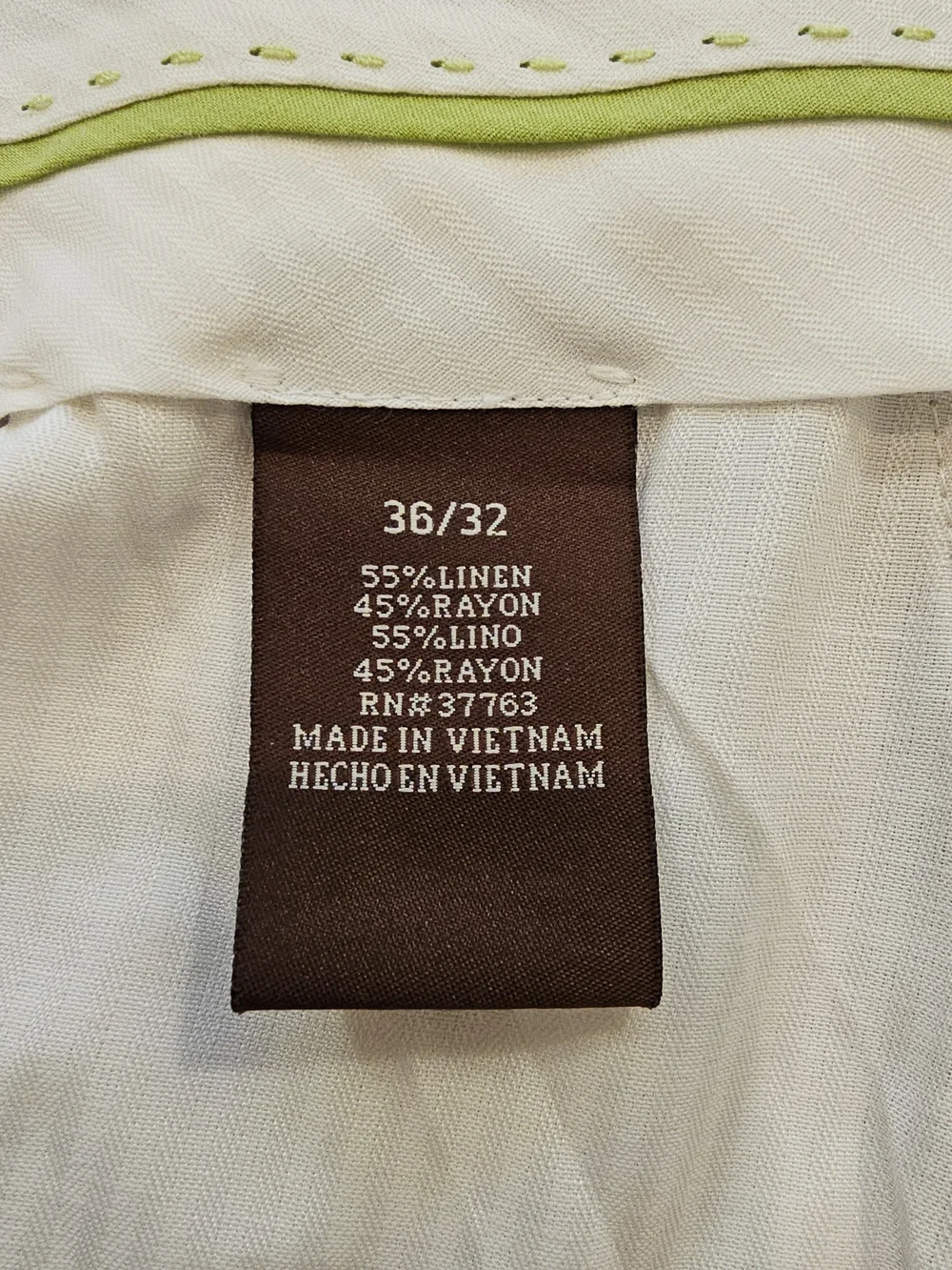 Cubavera Men's Linen Blend Light Beige Dress Pants Size 36/32